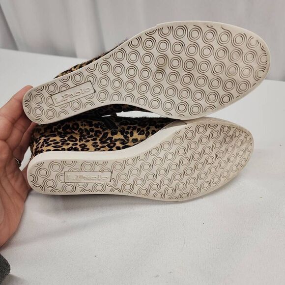 Linea Paolo Size 9 Felicia lll Leopard Zip-Up Leather Platform Bootie Sneakers C - Picture 10 of 13